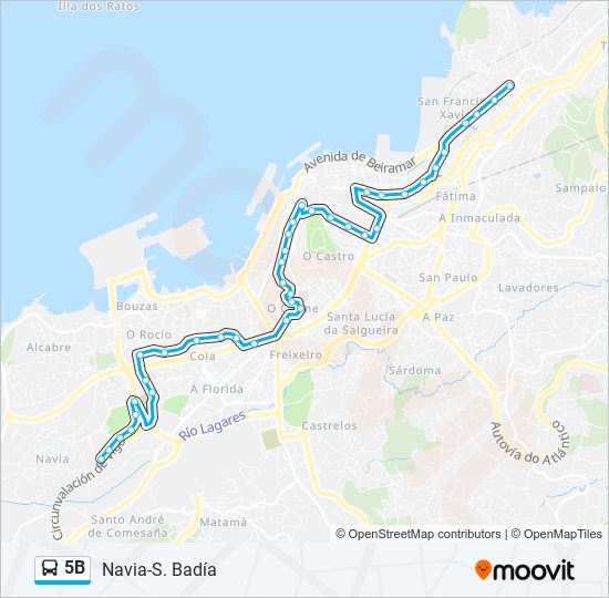 5B bus Mapa de línia