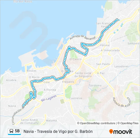 5B Bus Line Map