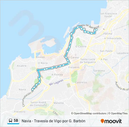 5B Bus Line Map