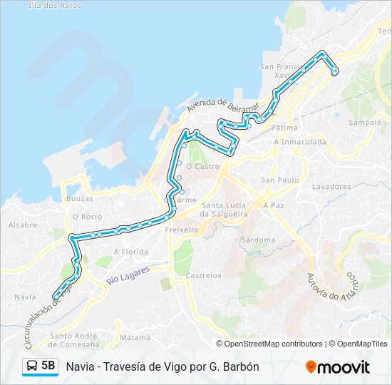 5B Bus Line Map