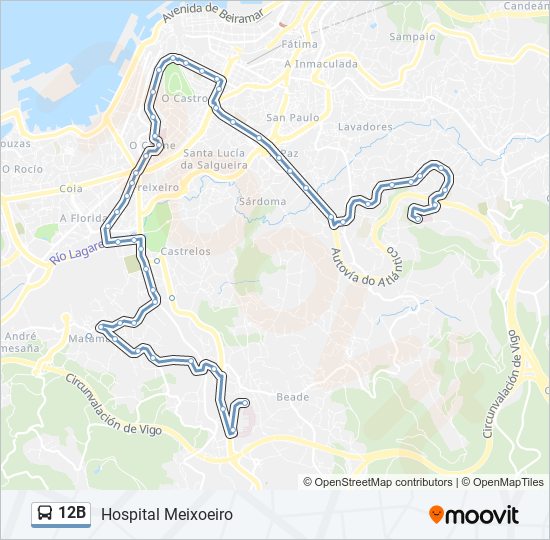 12B bus Line Map