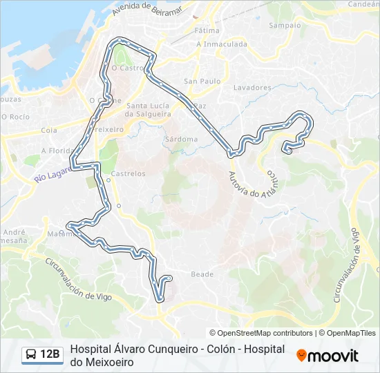 12B Bus Line Map