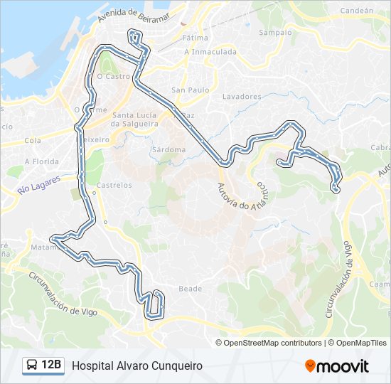 12B bus Mapa de línia