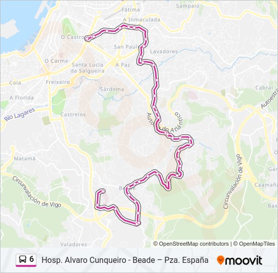 Mapa de 6 de autobús