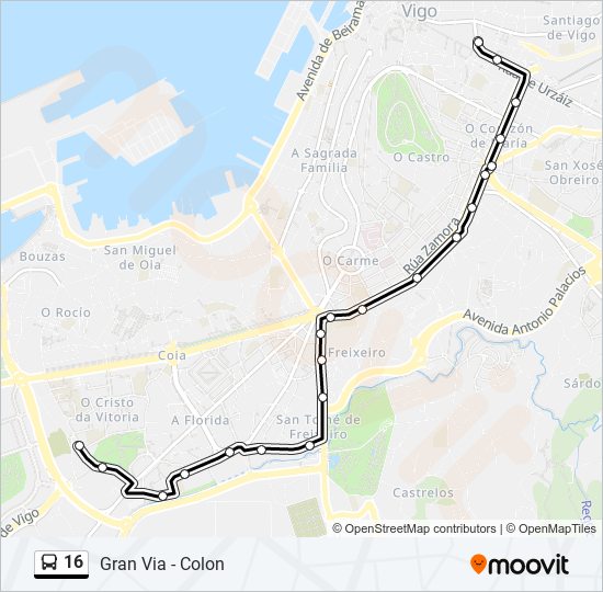 Mapa de 16 de autobús