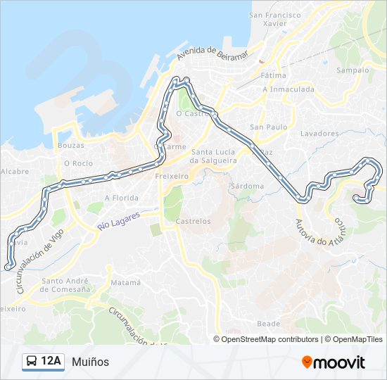 12A bus Line Map