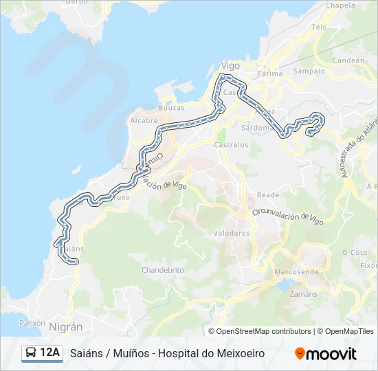 12A Bus Line Map