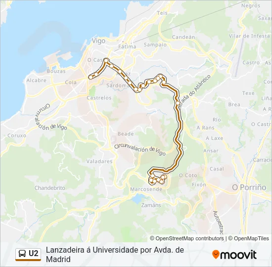 U2 Bus Line Map
