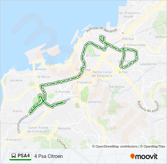 Mapa de PSA4 de autobús
