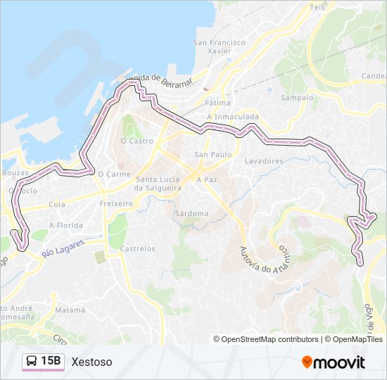 Mapa de 15B de autobús