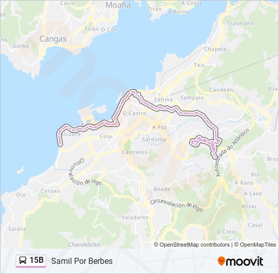 Mapa de 15B de autobús