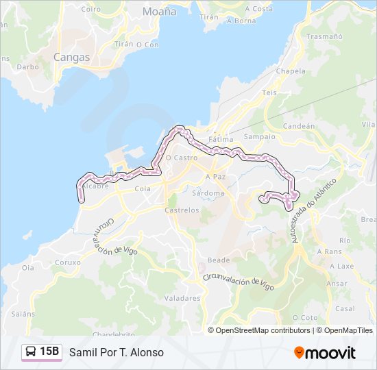 15B bus Mapa de línia