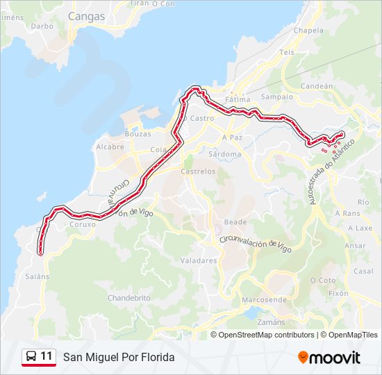 11 bus Line Map