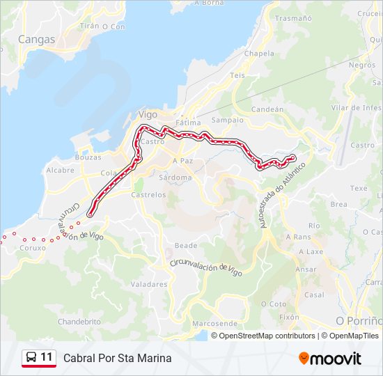 11 bus Line Map