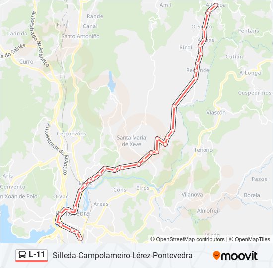 Mapa de L-11 de autobús