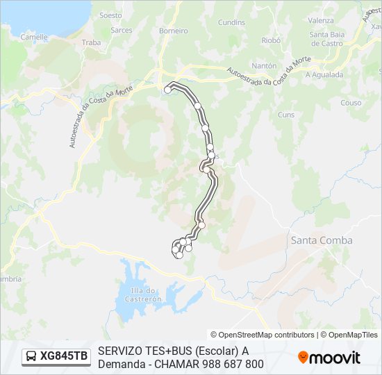 XG845TB bus Mapa de línia