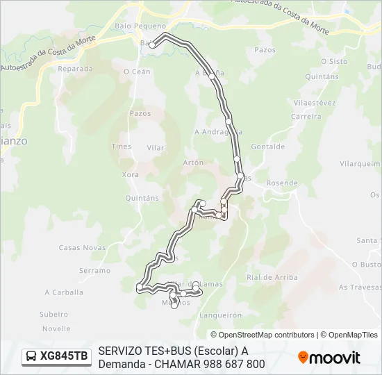 XG845TB Bus Line Map