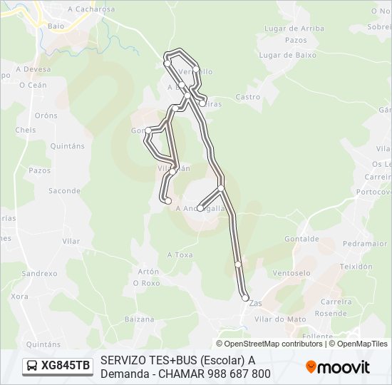 XG845TB bus Line Map