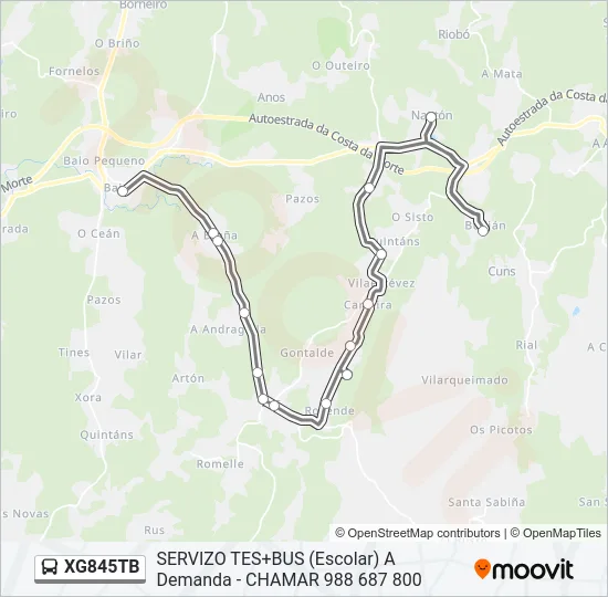 XG845TB Bus Line Map