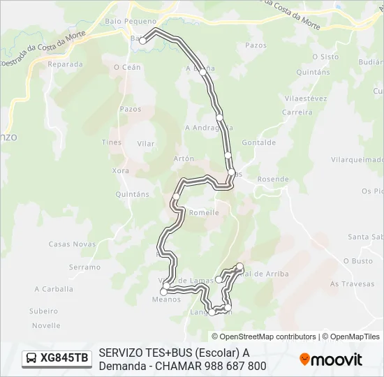 XG845TB Bus Line Map