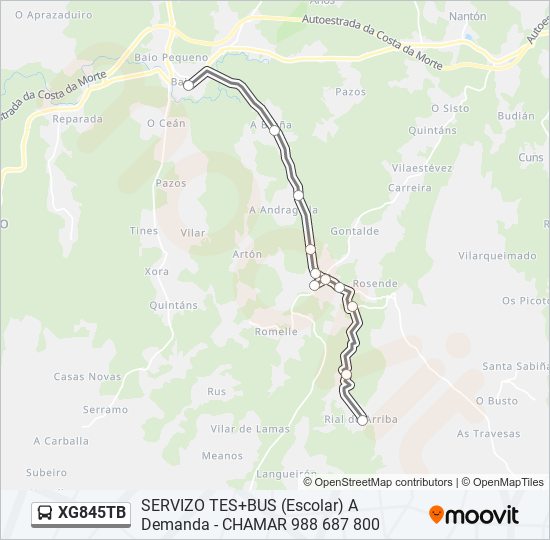 Mapa de XG845TB de autobús