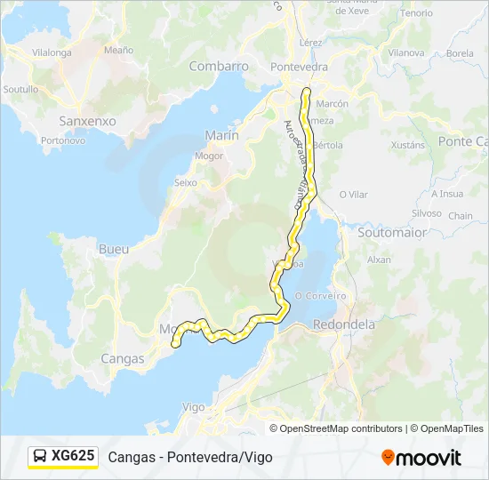 XG625 Bus Line Map