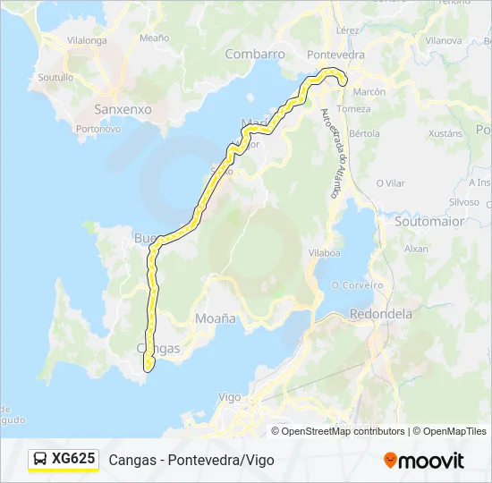 XG625 Bus Line Map