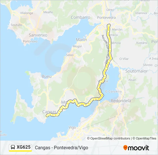 XG625 Bus Line Map