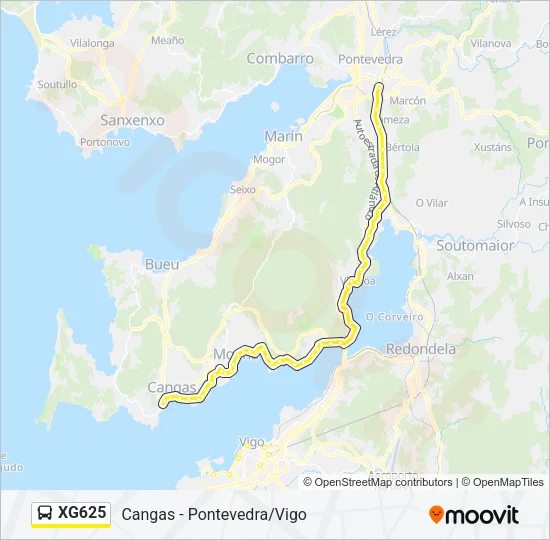 XG625 Bus Line Map
