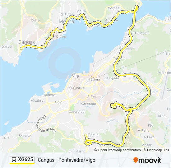 XG625 Bus Line Map