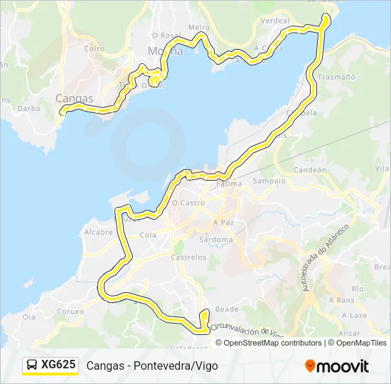 XG625 Bus Line Map