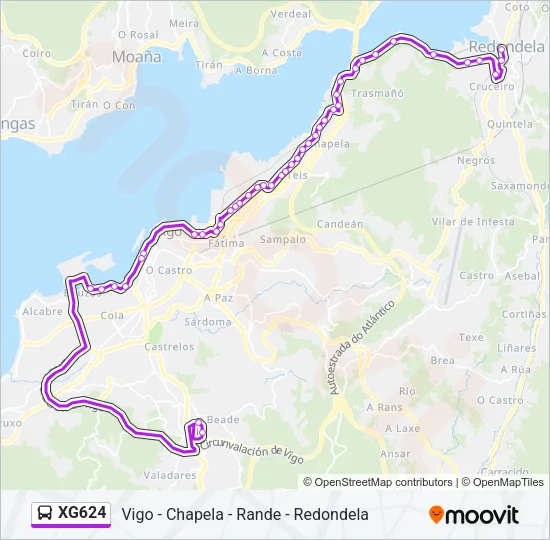 XG624 Bus Line Map