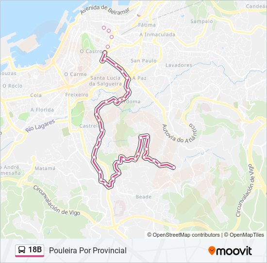 18B bus Mapa de línia