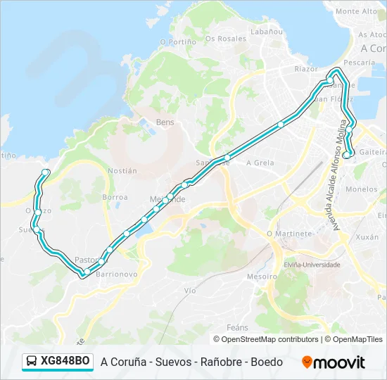 XG848BO Bus Line Map