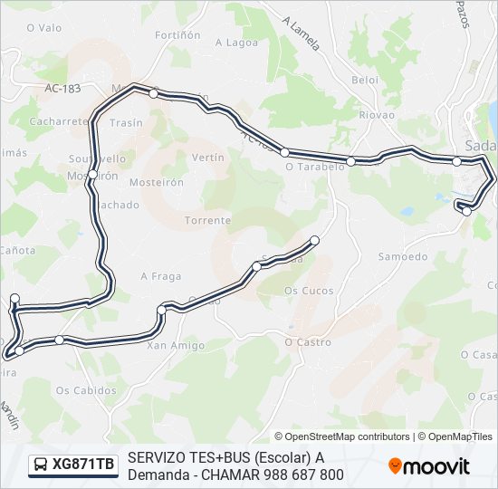 Mapa de XG871TB de autobús