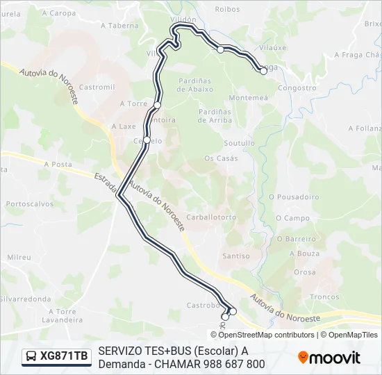 XG871TB Bus Line Map