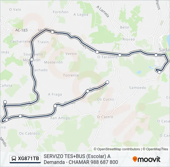 XG871TB Bus Line Map
