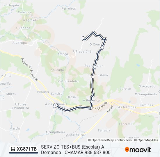 XG871TB bus Mapa de línia