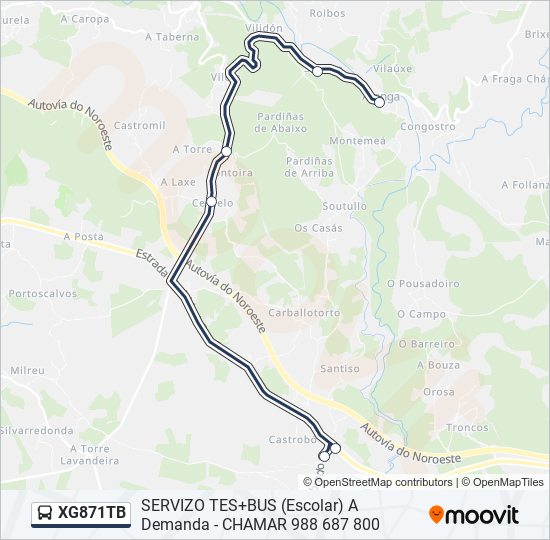 XG871TB bus Line Map