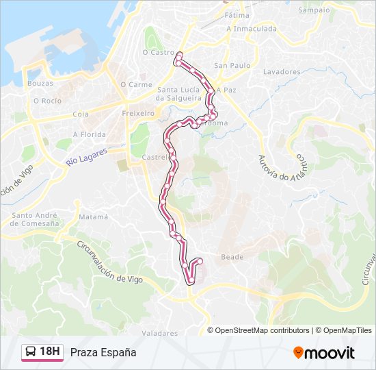 18H bus Mapa de línia