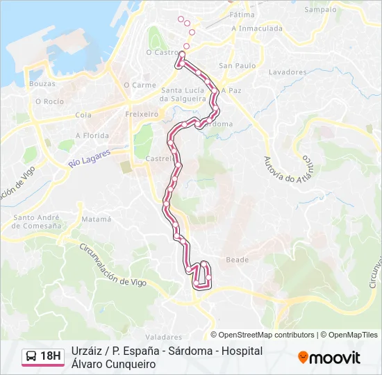 18H Bus Line Map