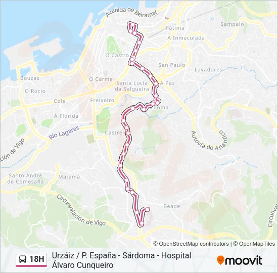 18H Bus Line Map