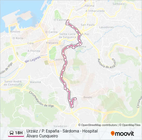 18H Bus Line Map