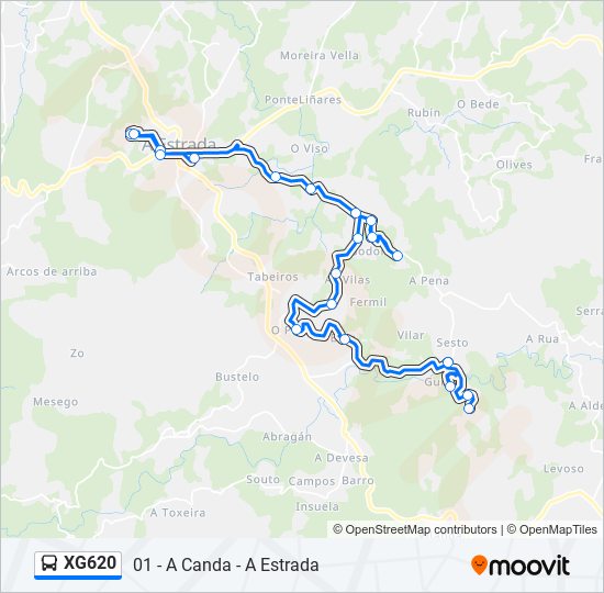 Mapa de XG620 de autobús