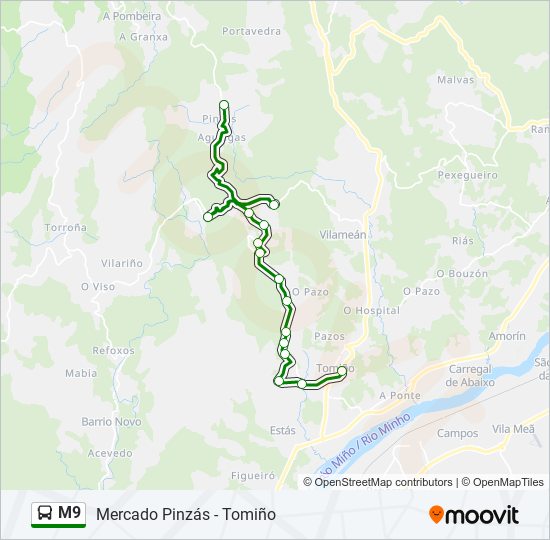 M9 bus Line Map