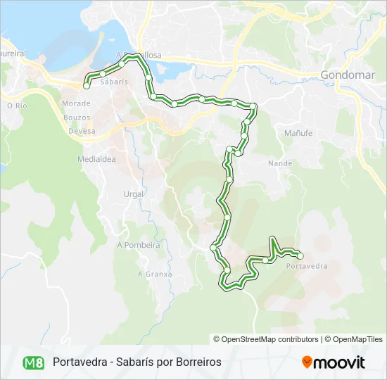 M8 Bus Line Map