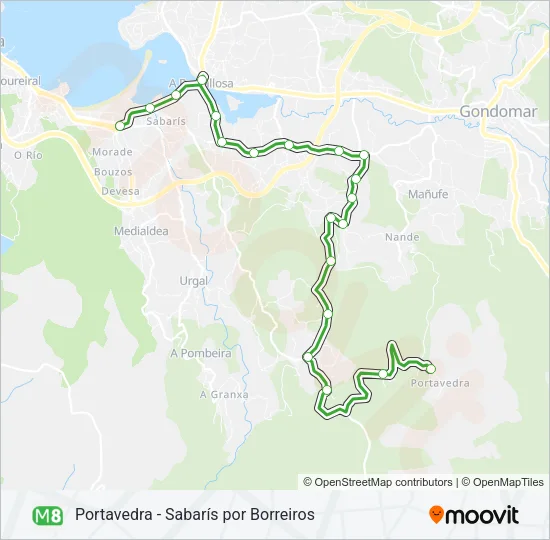 M8 Bus Line Map