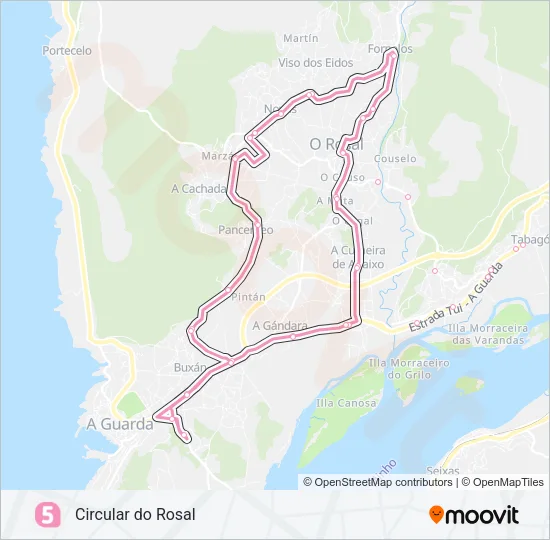 5 Bus Line Map