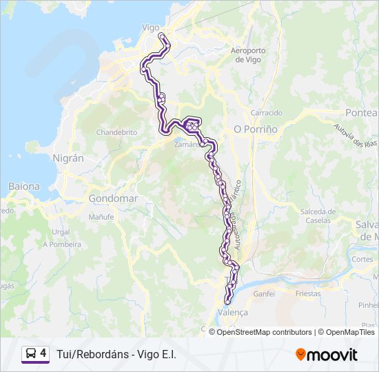 Mapa de 4 de autobús