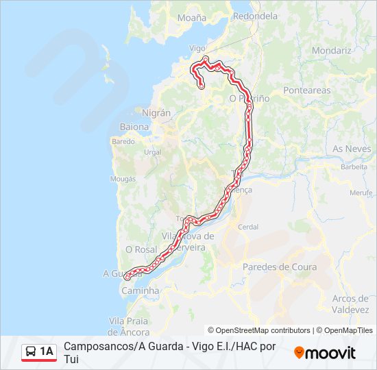 1A bus Mapa de línia